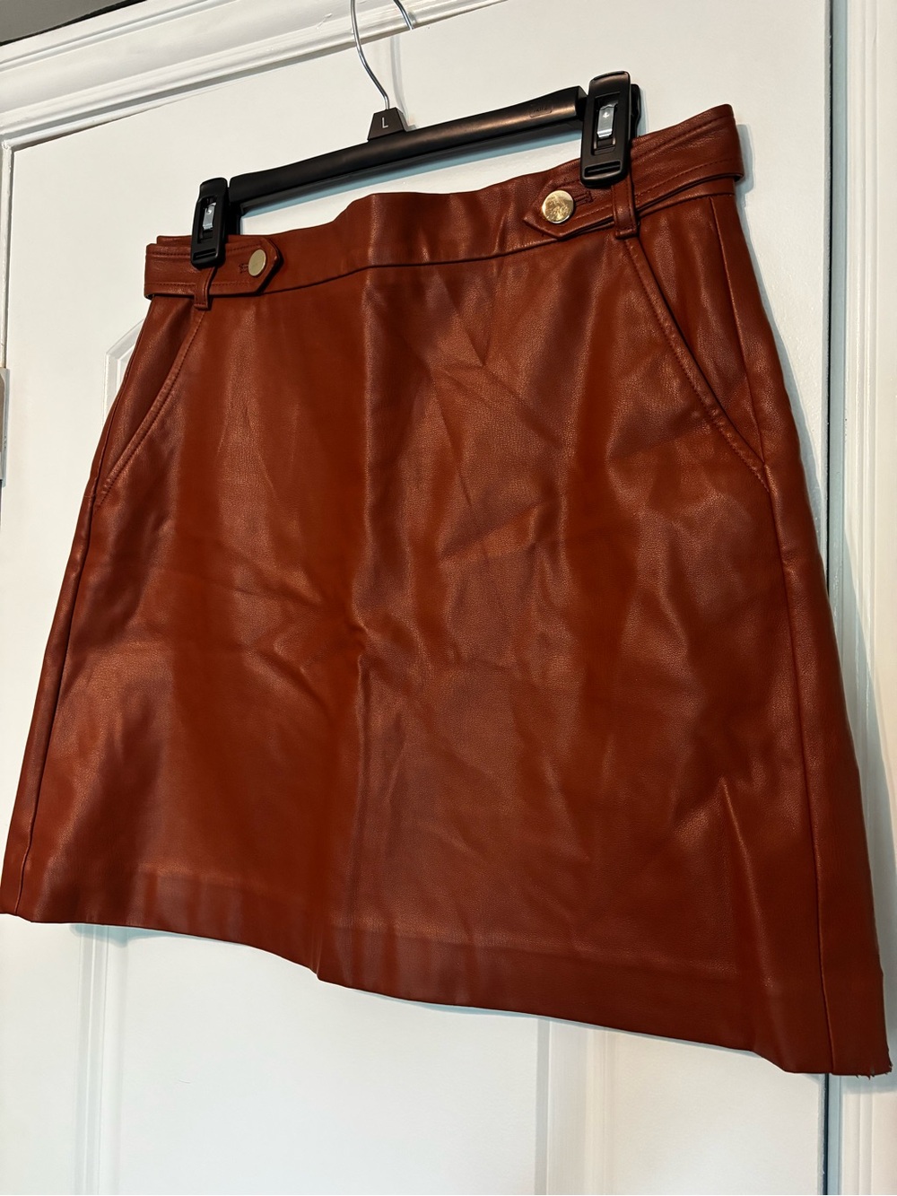 Loft Women's Faux Leather Mini Skirt - Rust Brown Size 6